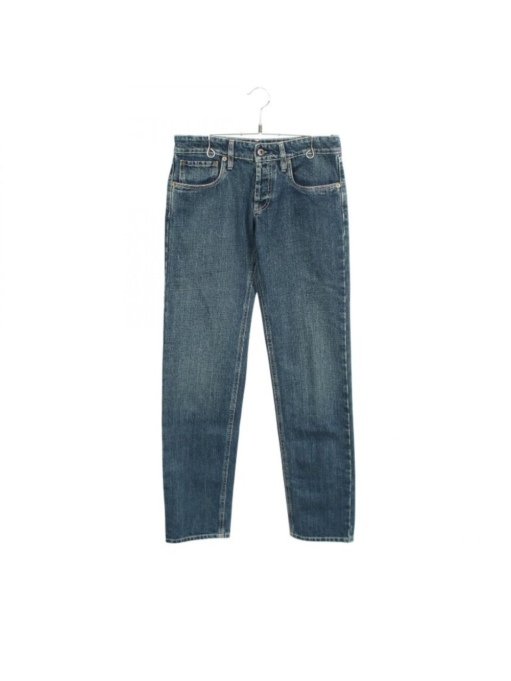 Miu Miu Denim Pants Back Logo Button Fly Cotton
